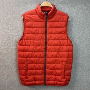 Swiss Tech Puffer Vest Lightweight Insulated Orange Outdoor Hiking Mens MEDIUM